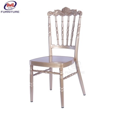 Nhà hàng Quán bánh bánh mì kim loại Vintage Banquet Napoleon Ăn uống Vương miện nhôm ghế tre