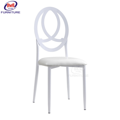 Ghế ăn cưới gối xếp chồng lên nhau ghế ăn sắt trắng trở lại với gối kim loại Phoenix ghế tre