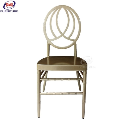 Chuông hoa tròn Nằm lưng Đám cưới Chiavari ghế Champagne vàng nhôm kim loại ghế tre